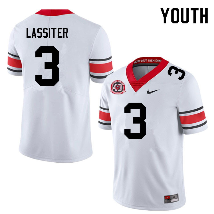 Georgia Bulldogs Youth Kamari Lassiter #3 White 1980 National Champions 40th Anniversary Stitched College UGA Football Jersey 23DZ013YK